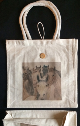 Eaglehorse print natural cotton bag